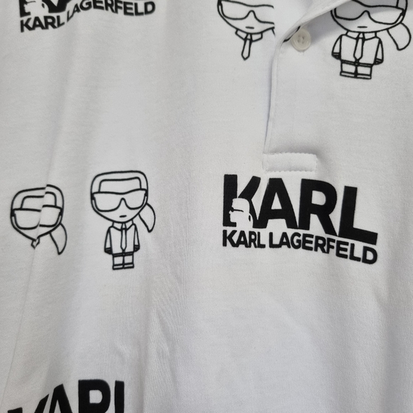 Karl lagerfeld multi logo polo shirt Size xl black/white - Picture 4 of 5